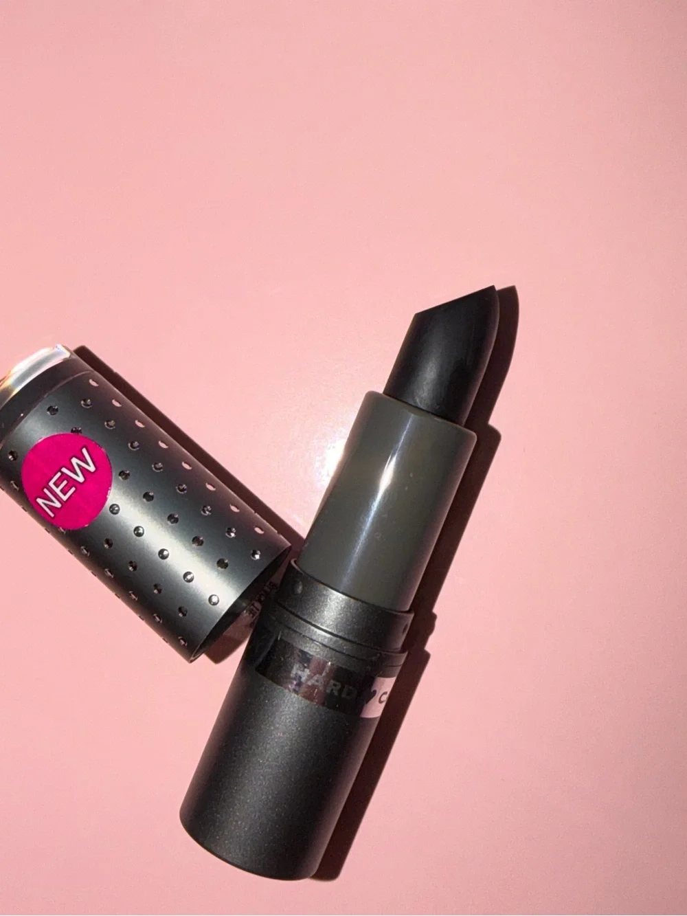 Black Matte Lipstick - W Rhinestone Case Halloween / goth NEW